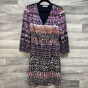 Dr2 Daniel Rainn Dress Women's Medium‎ Multicolor Geometric Lined V-Neck Career